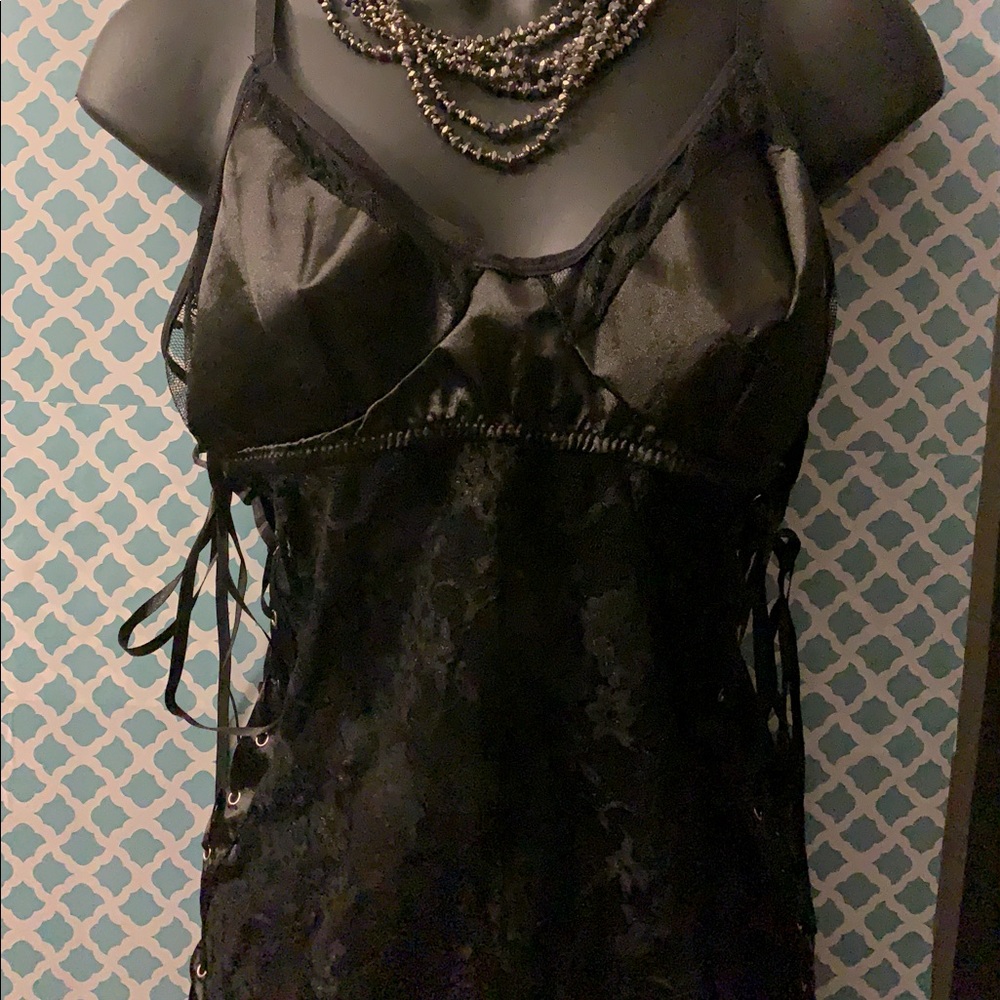 Faux Leather Bralette and Lace Babydoll